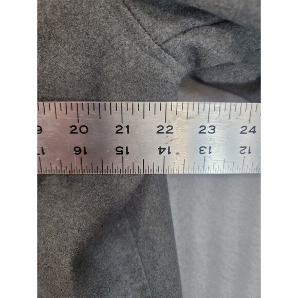 Carbon Wool Blend Coat Size Xl Gray Hooded Lined Pockets Long Button Front - Picture 6 of 11